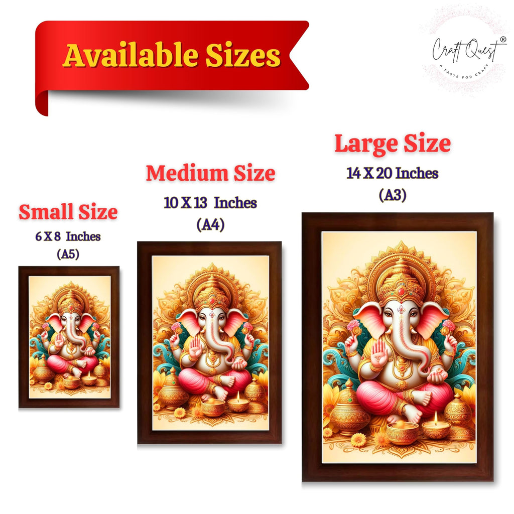 CRAFT QUEST Lord Ganesha Modern Wall Art Painting With Frame For Pooja, Home and Office Decor