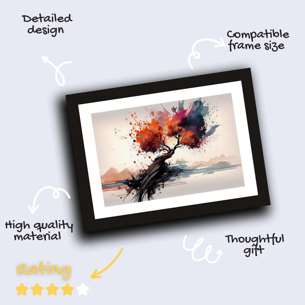 CRAFT QUEST Abstract Tropical Reverie Modern Art Poster Frame for Home & Office Wall Decoration - Portrait, Wall Display (Black, 14x10 Inch Frame with Art Print)
