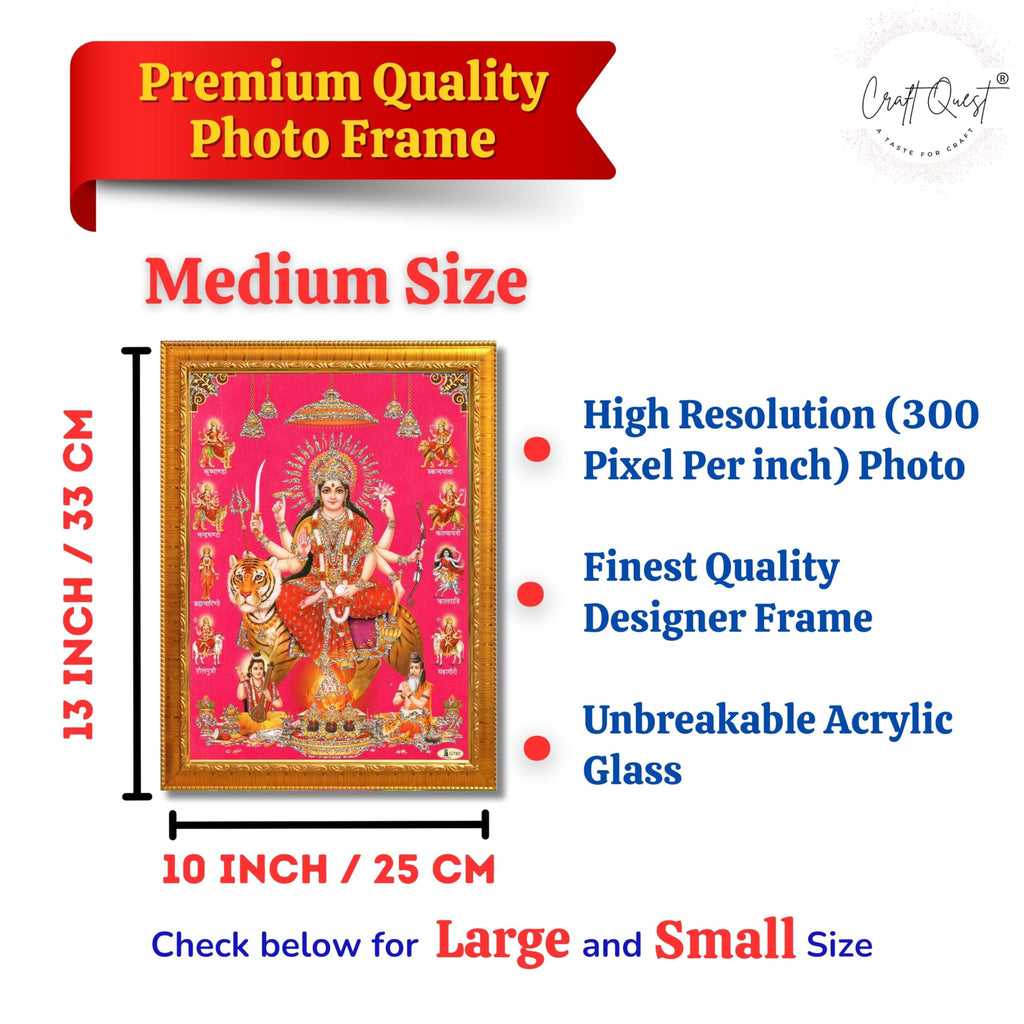 CRAFT QUEST Durga Maa Mata Goddess Nav Navadurga Navdurga Wall Painting Framed Home Décor