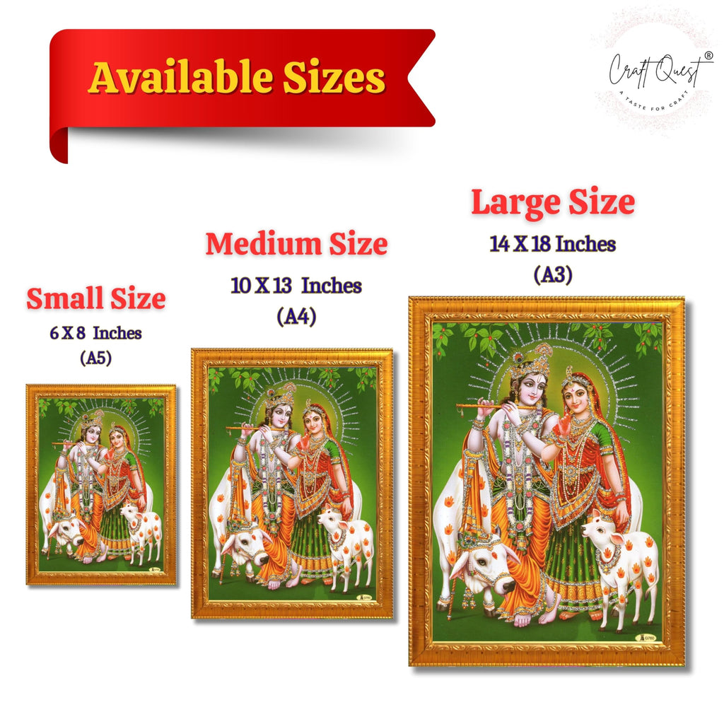 CRAFT QUEST Radha Krishna Flute Painting With Frame Wall Paintings for Living Room, Bedroom, Office Décor