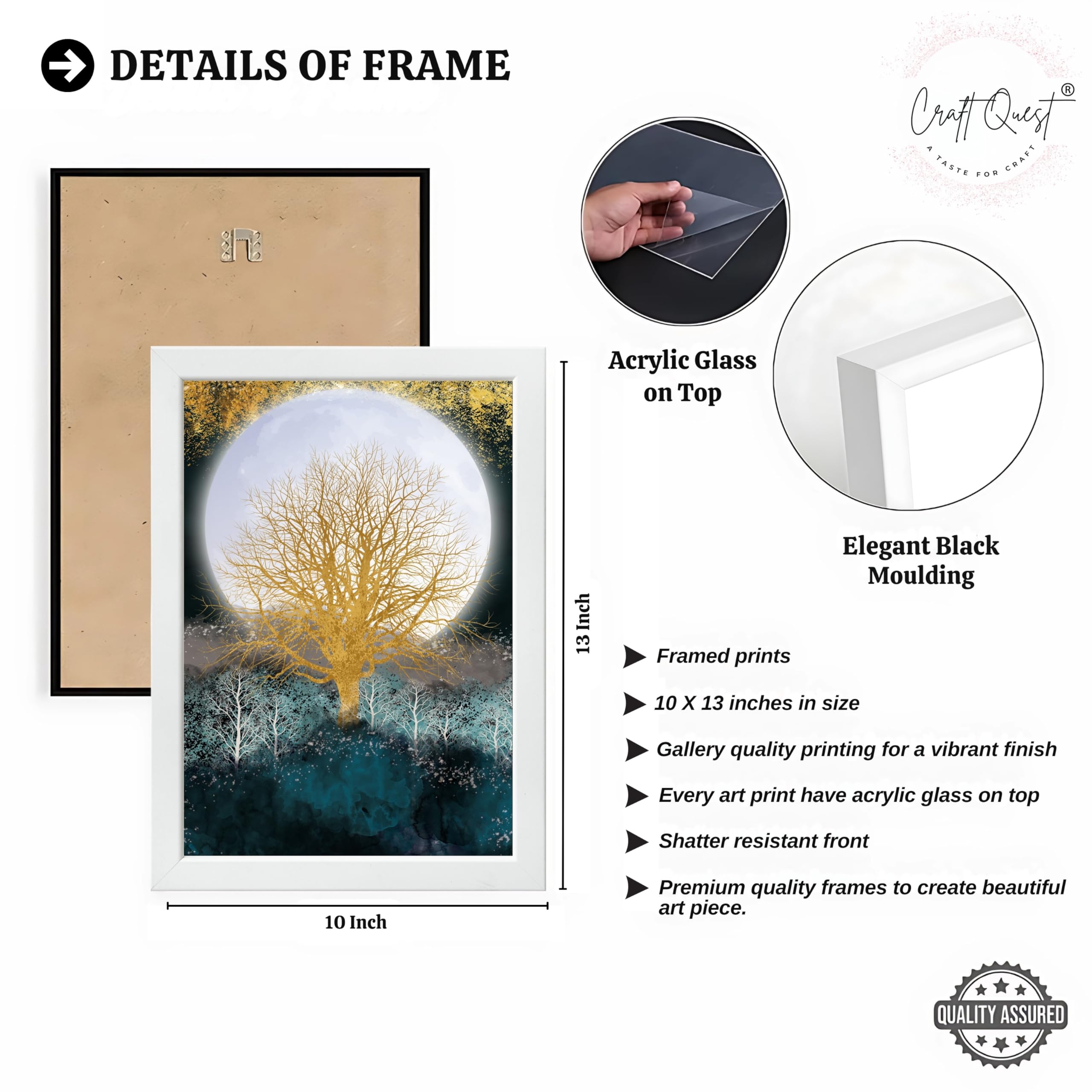CRAFT QUEST Modern Art Christmas Trees & Mountains Landscape Wall Art | Set of 3 Frames for Home Decoration | Ideal for Living Room, Bedroom & Offices