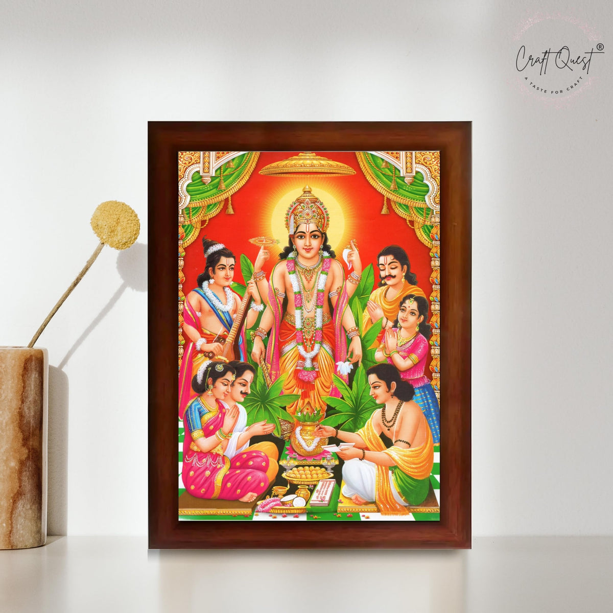CRAFT QUEST Satyanarayana Swamy God Satyanarayan Photo Frame | Religious Photo Frame | Ideal for Home, Office, Temple & Puja Room, Wall Decor
