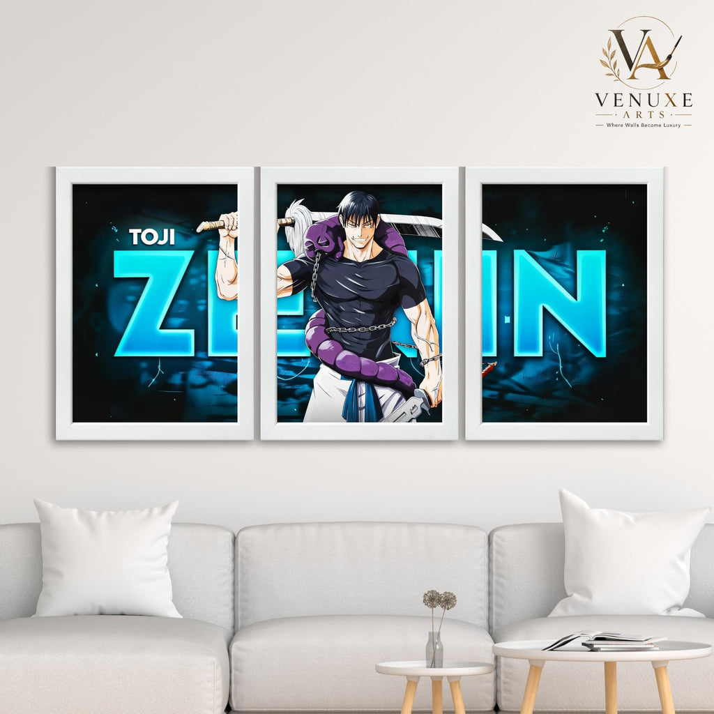 VENUXE ARTS Set Of 3 Anime Characters Wall Framed |Anime Characters Framed Poster for Living Room Bedroom Gaming Room Studio Wall Decor
