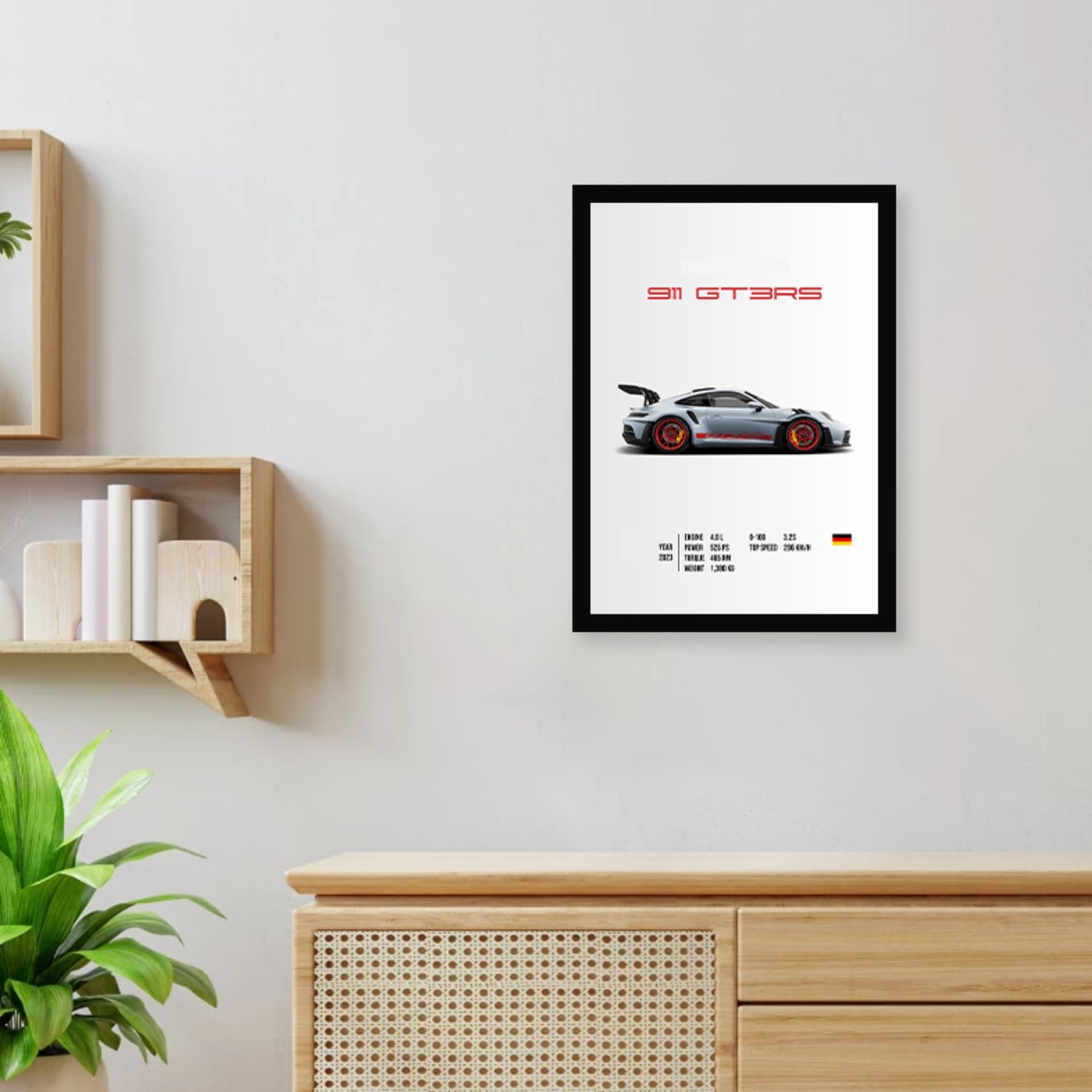 CodersParadise Porsche GT3RS Wall Poster Frames | 8x12 inch (A4 Size) | Hanging Wall Artwork Frames For Home Bedroom, Living Room and Walls Aesthetic-Paper