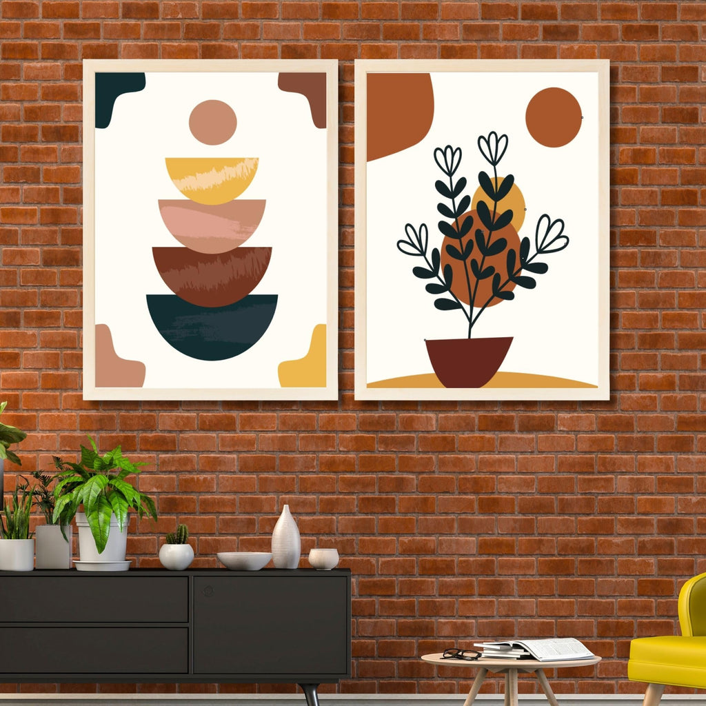 CRAFT QUEST Wall Art Decor Paintings | Set of 2 Wall Art Frames for Home Decoration | Ideal for Living Room, Bedroom & Office (Style 117)