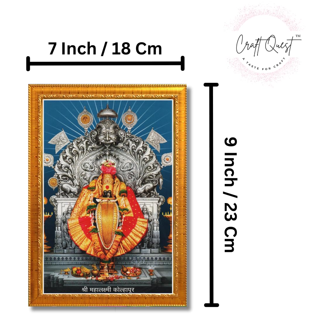 CRAFT QUEST Goddess MahaLakshmi Devi Kolhapur Wall Painting Frame with Acrylic glass Home Decor