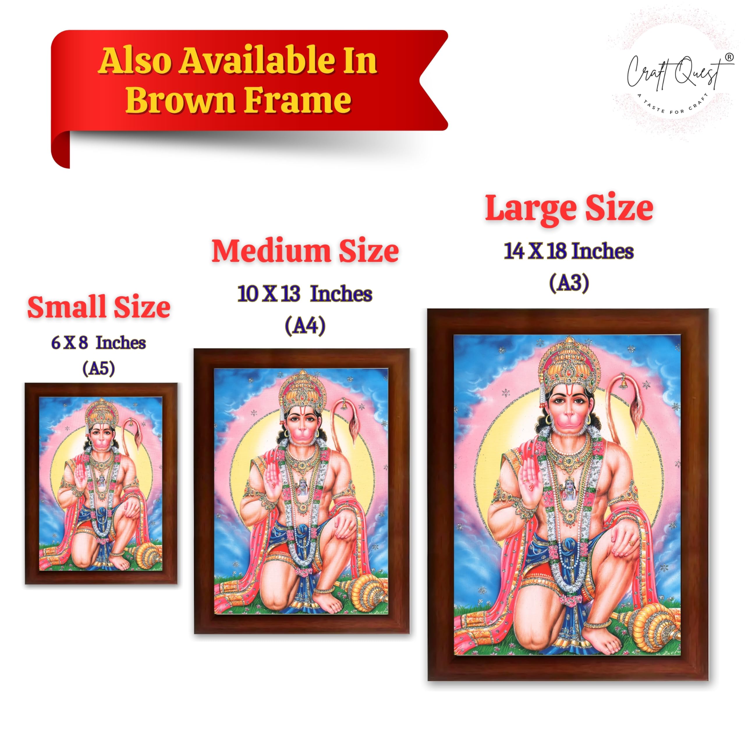 CRAFT QUEST Hanuman JI | Bajrangbali Religious Photo frame Decorative Item Synthetic frame