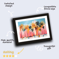 CRAFT QUEST Abstract Tropical Reverie Modern Art Poster Frame for Home & Office Wall Decoration - Portrait, Wall Display (Black, 14x10 Inch Frame with Art Print)