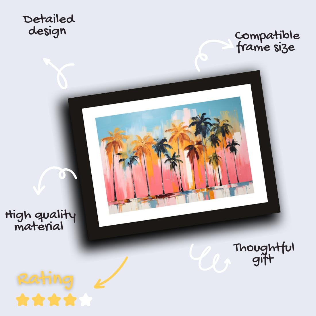 CRAFT QUEST Abstract Tropical Reverie Modern Art Poster Frame for Home & Office Wall Decoration - Portrait, Wall Display (Black, 14x10 Inch Frame with Art Print)