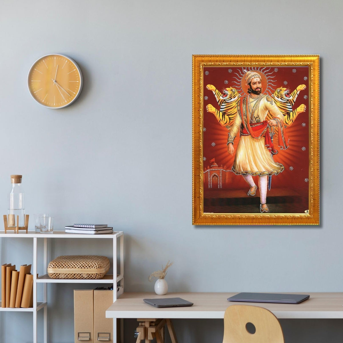 CRAFT QUEST Chhatrapati Shivaji Maharaj photo frame Home Decorative items with synthetic frame (Style 3)
