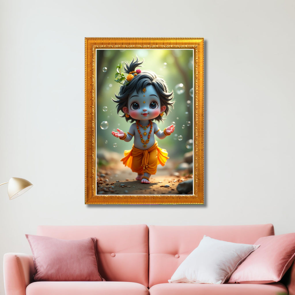 CRAFT QUEST Shri Bal Gopal Painting | Krishna Photo Frames for Walls, Home, Bedroom, Living Room and Home Decor