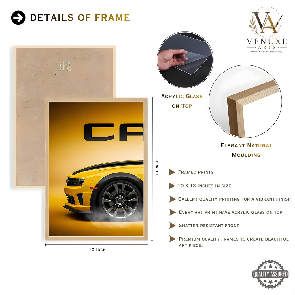 VENUXE ARTS Set Of 3 Big Sports Cars Framed Posters Gift Items for Boys Room Wall Decoration Bedroom, Living Room, Office, Studio Décor | Car Poster Frame for Wall Décor