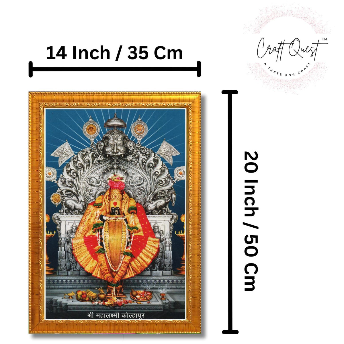 CRAFT QUEST Goddess MahaLakshmi Devi Kolhapur Wall Painting Frame with Acrylic glass Home Decor
