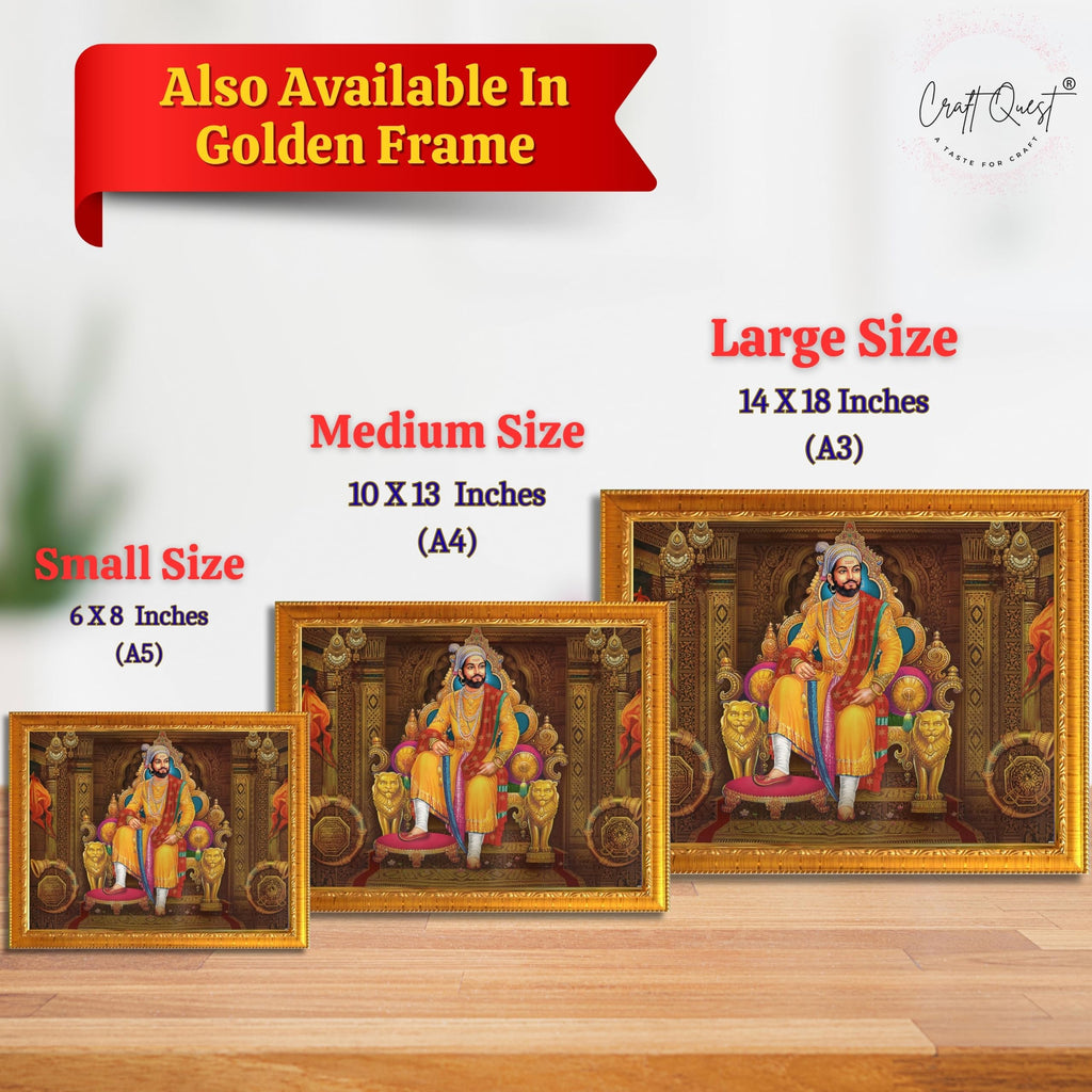 CRAFT QUEST Chhatrapati Shivaji Maharaj Wall Photo Frame | Lightweight | Home Decoration Item | Indian Historic Classic Painting Wall Art Best Gifting Option