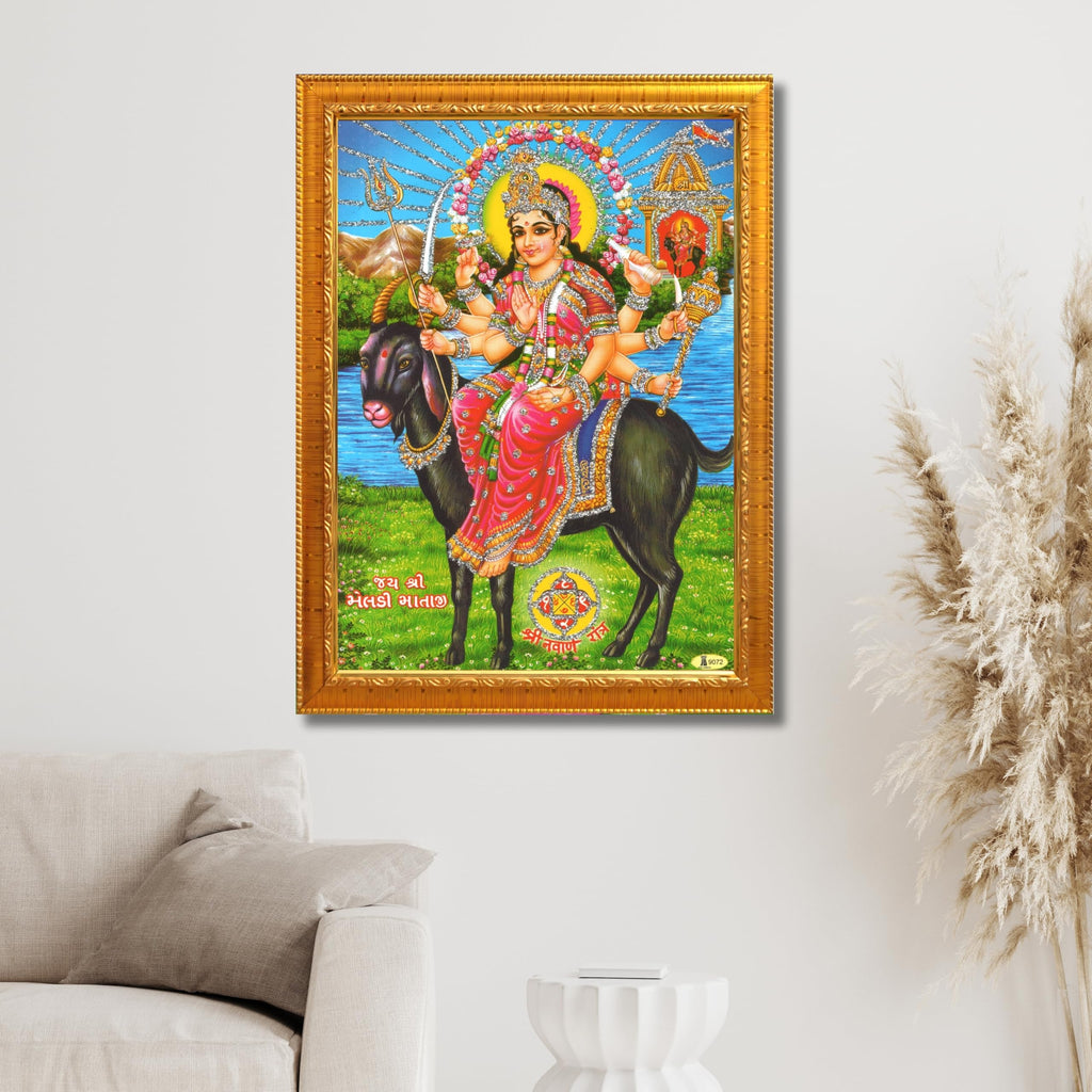 CRAFT QUEST Meldi Maa Meldima Mata Ji Devi Mataji Ma Wall Painting Framed Home Decor