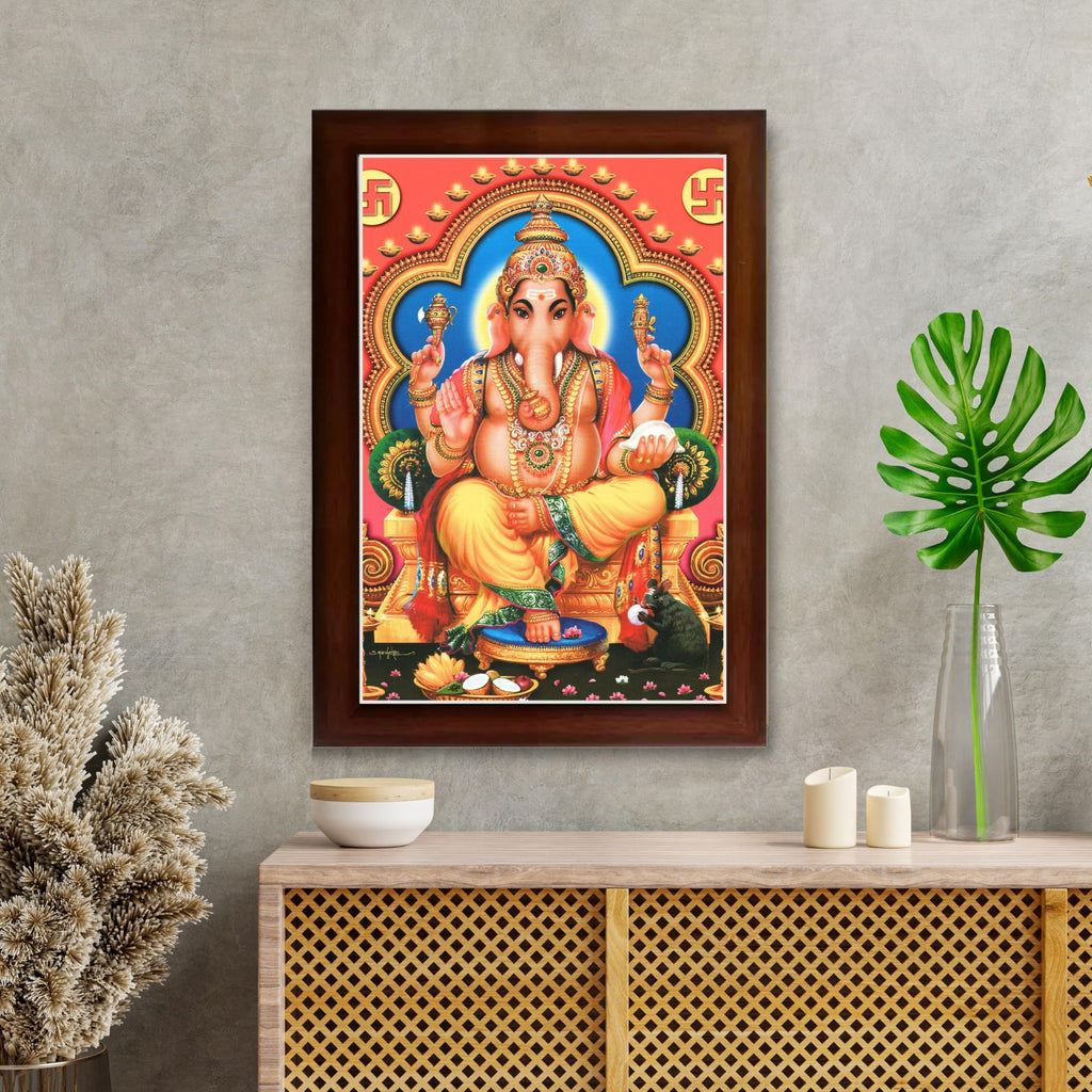 CRAFT QUEST Lord Ganpati Modern Wall Art Painting With Frame, Home and Office Decor