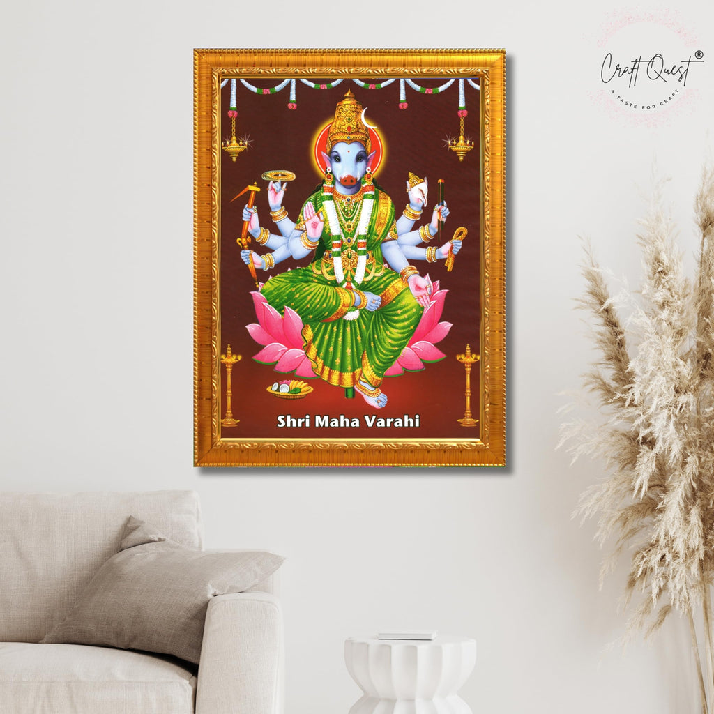 CRAFT QUEST Varahi Amman Devi Religious Photo Frame With Acrylic Glass, Religious Frame Painting