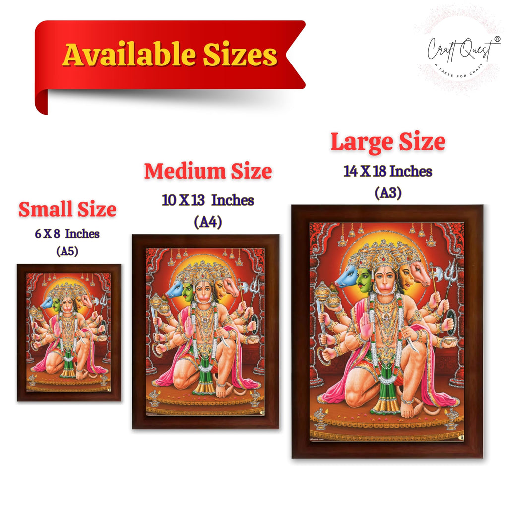 CRAFT QUEST Panchmukhi Hanuman JI | Bajrangbali Religious Photo frame home Decorative item synthetic wood