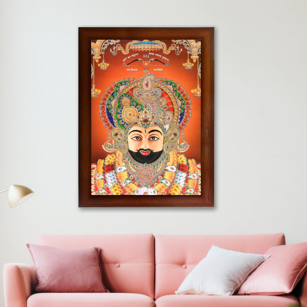 CRAFT QUEST Khatu Shyam Ji | Shyam Baba | Hare Ka Saharaa Khatu Shyam Hamaraa Photo Frame Wall Painting For Home Decoration And Gift
