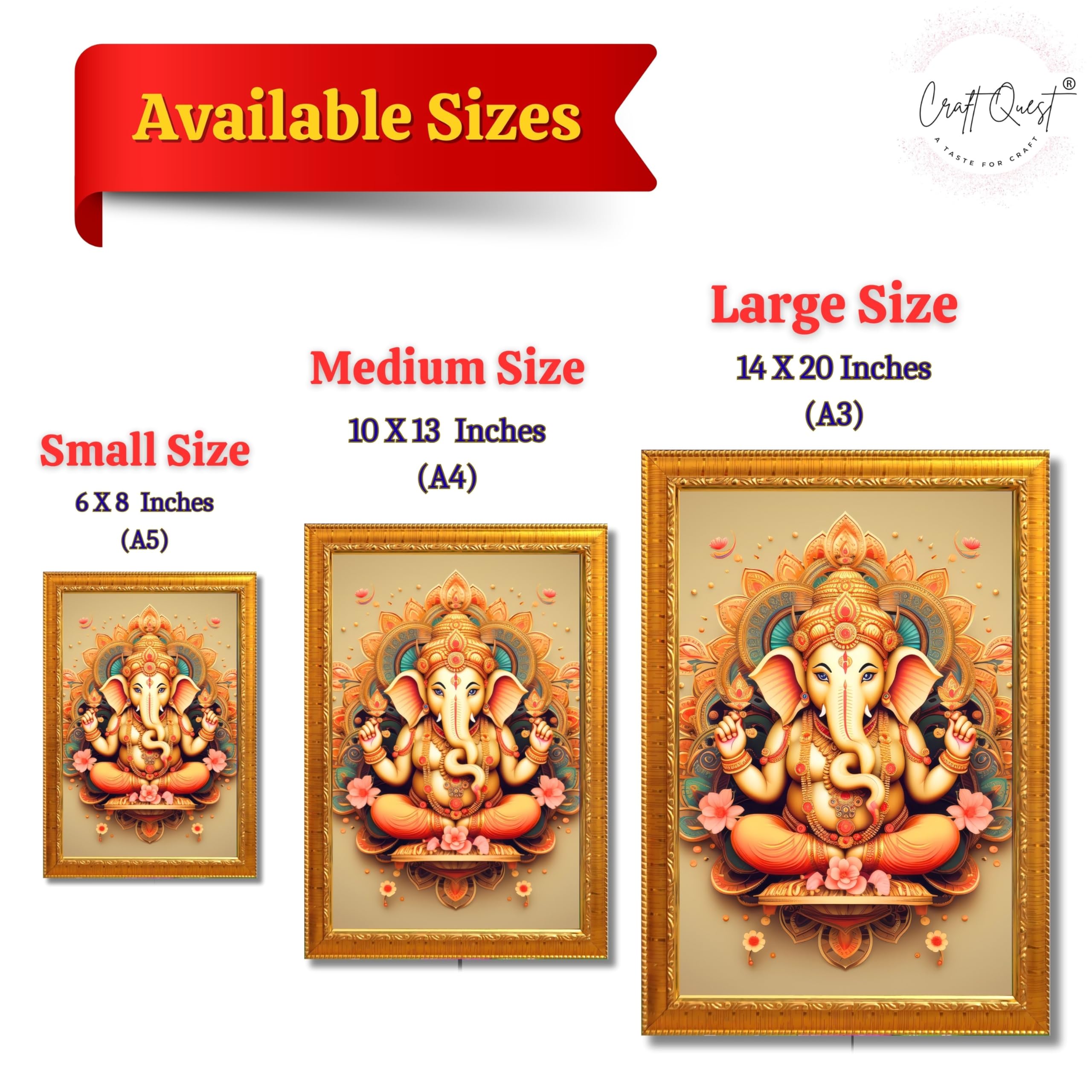 CRAFT QUEST Lord Ganesh ji Wall Hanging Frame for Living Room, Pooja Room Décor GA-216