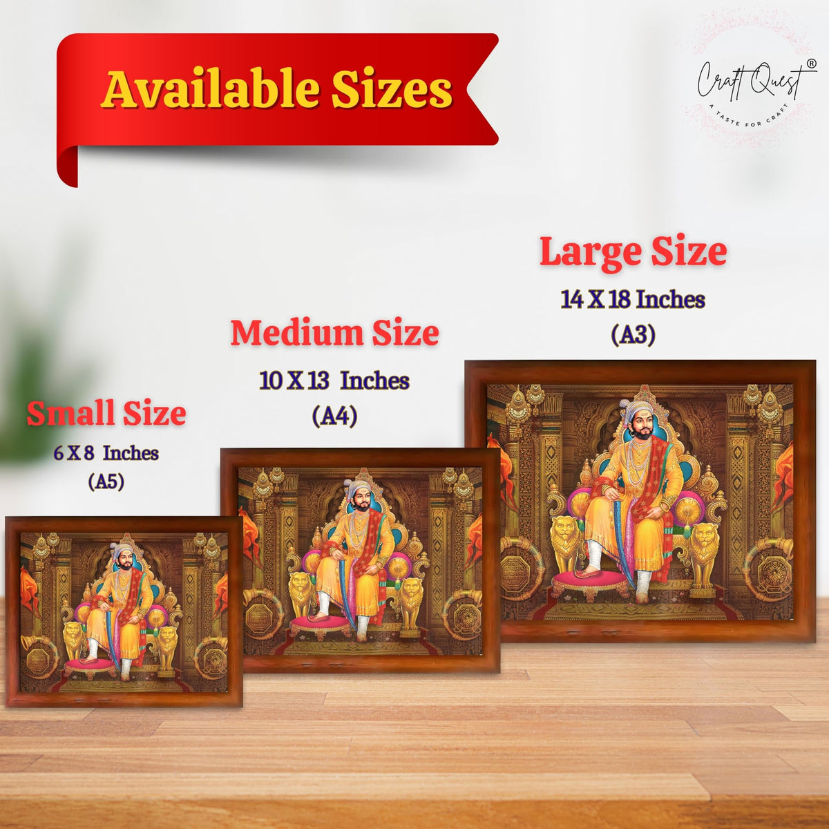 CRAFT QUEST Chhatrapati Shivaji Maharaj Wall Photo Frame | Lightweight | Home Decoration Item | Indian Historic Classic Painting Wall Art Best Gifting Option