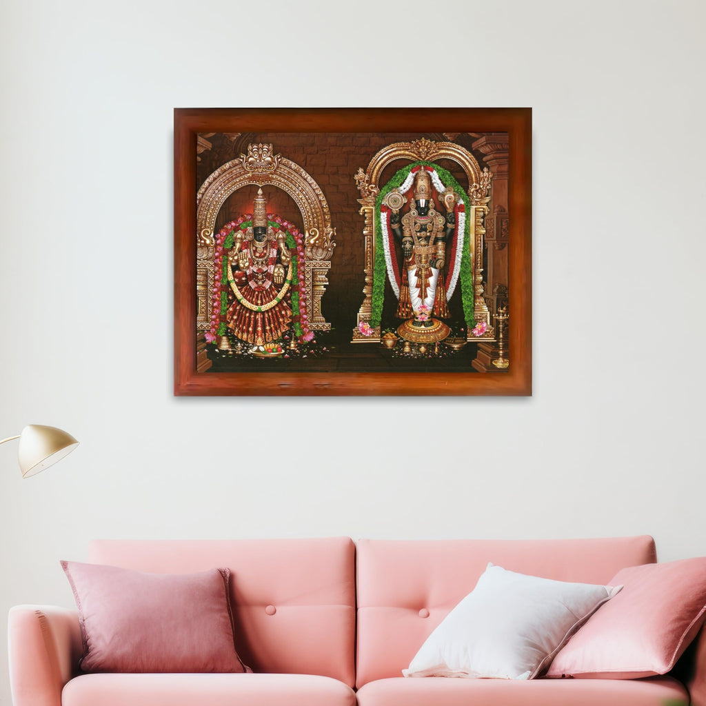 CRAFT QUEST Tirupati Balaji Padmavati Venkateshwara Swamy Wall Photo Frame | South God Frame for Home, Office, Temple & Gifting