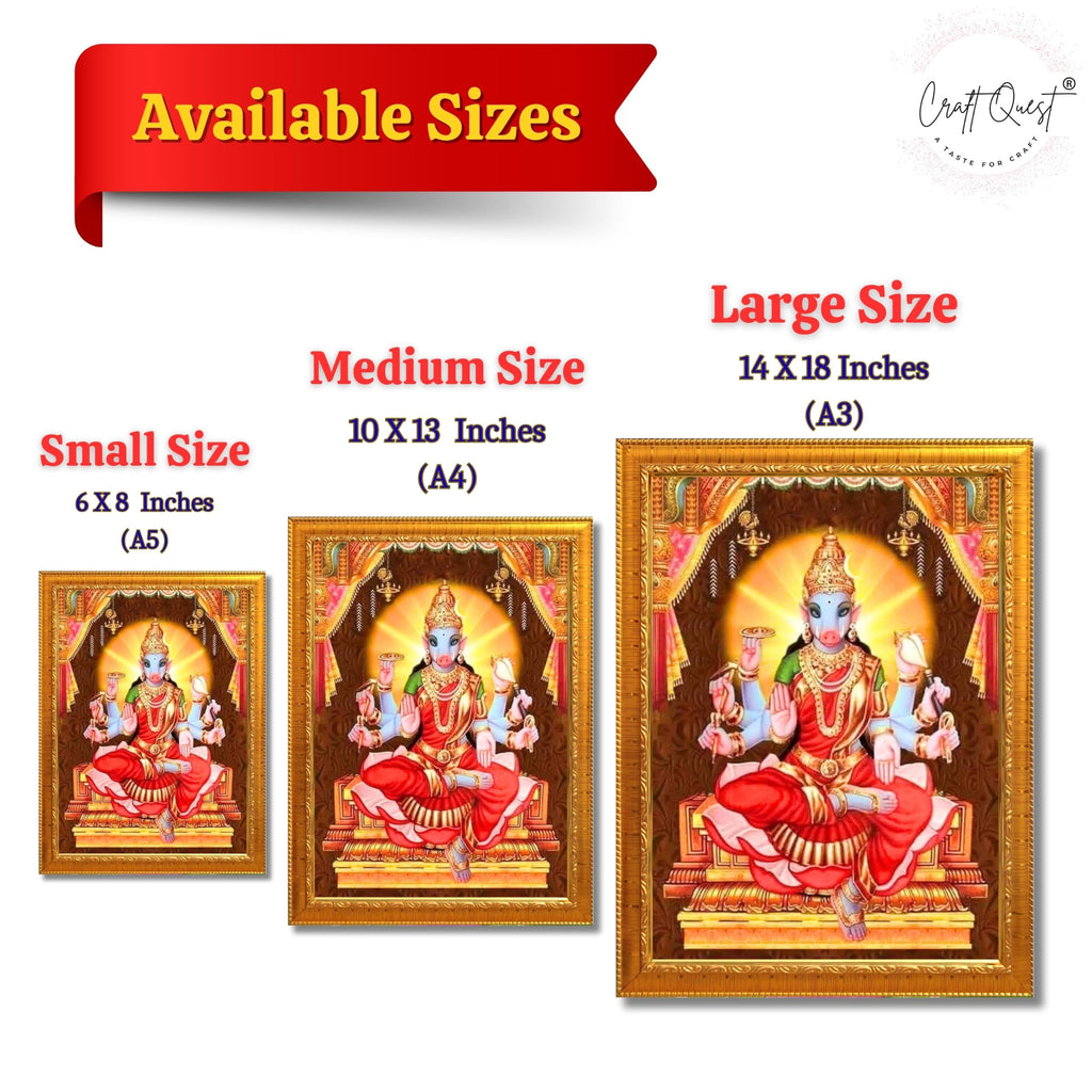 CRAFT QUEST God Varahi Amman Photo Varahi Wall Painting Photo Frame With Acrylic Glass| South Devi God Frame for Home, Office, Temple & Gifting