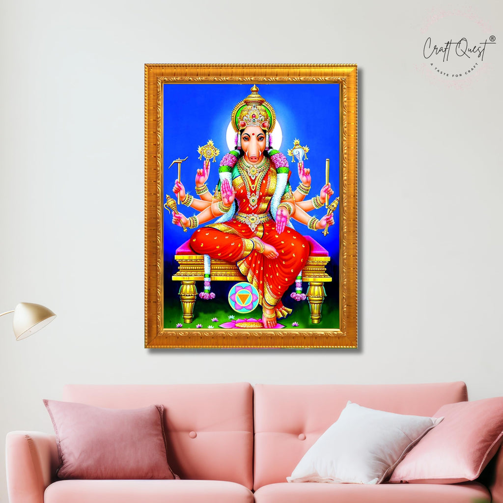 CRAFT QUEST Varahi Amman Devi Religious Photo Frame With Acrylic Glass, Religious Framed Painting