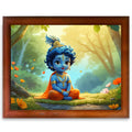 CRAFT QUEST Little Krishna Bal Gopal Makhan Chor Wall Photo Frame | Hindu God Kanha Devotional Home Decor | Gift Item