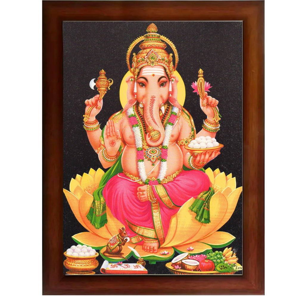 CRAFT QUEST Lord Ganesha Ganpati ji Modern Wall Painting With Frame For Home and Office Decor,