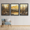 CRAFT QUEST Nature Inspired Painting Of Mountain With Trees Wall Art | Set of 3 Frames for Home Decoration | Ideal for Living Room, Bedroom & Office