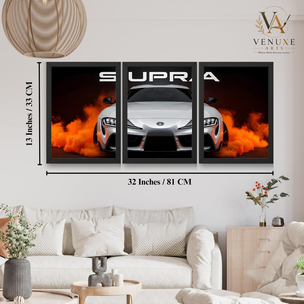 VENUXE ARTS Set Of 3 Big Sports Cars Framed Posters Gift Items for Boys Room Wall Decoration Bedroom Living Room Office Studio Décor | Car Poster Frame for Wall Décor