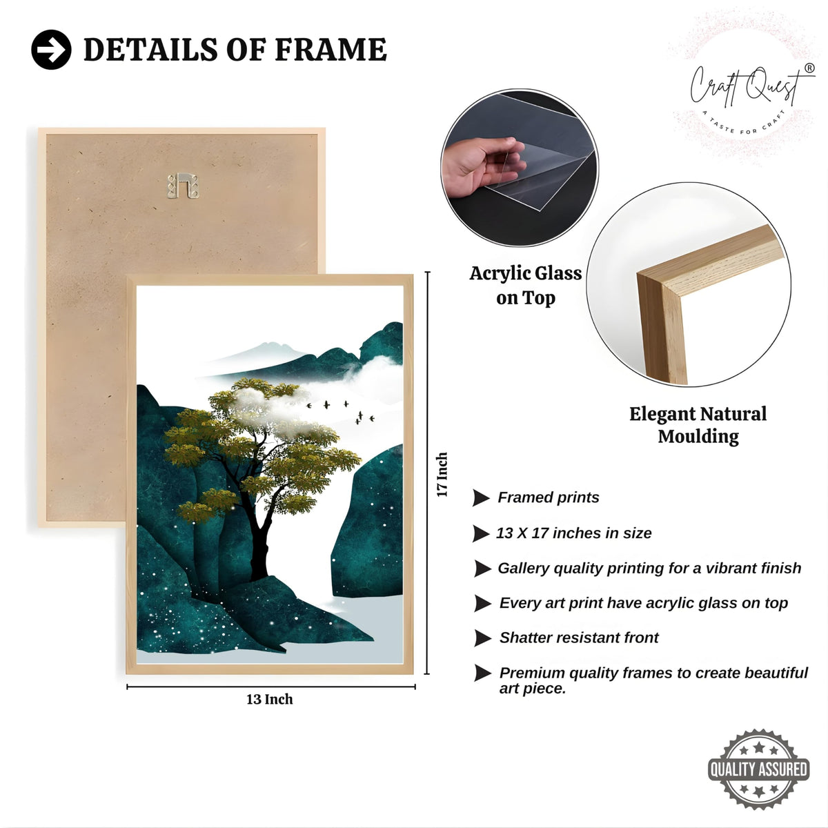 CRAFT QUEST Modern Art Ink Landscape Wall Art | Set of 3 Frames for Home Decoration | Ideal for Living Room, Bedroom & Offices