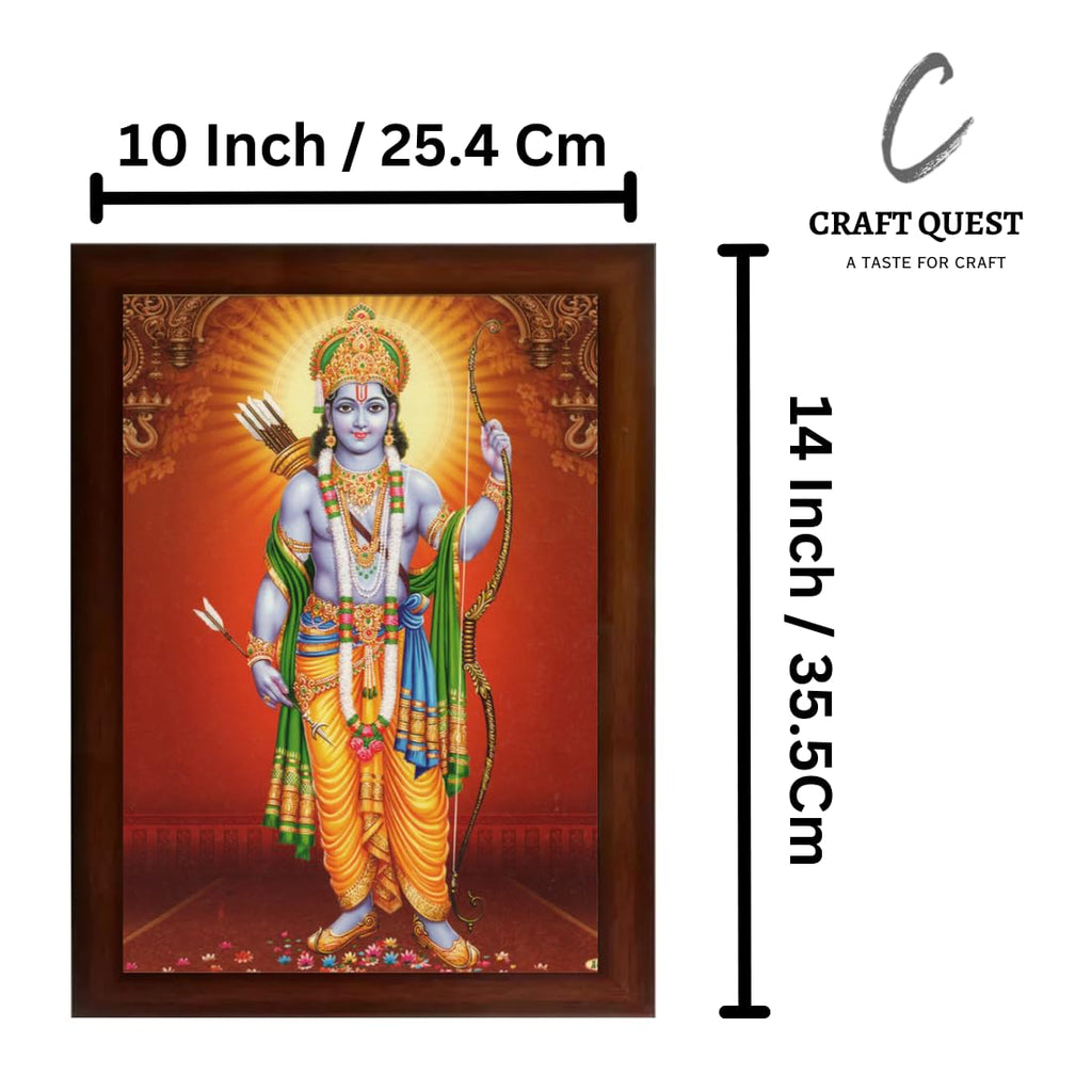 Craft Quest Shree Ram Jii Sparkle Coated Framed, Home Decorative Gift Item Painting (14 X 10 Inches, Multicolour, Religious) RD1013-516
