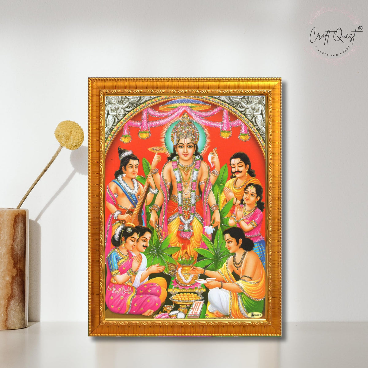CRAFT QUEST Lord Satyanarayana Swamy Hindu God Satyanarayan Photo Frame | Religious Photo Frame | Ideal for Home, Office, Temple & Puja Room, Wall Decor