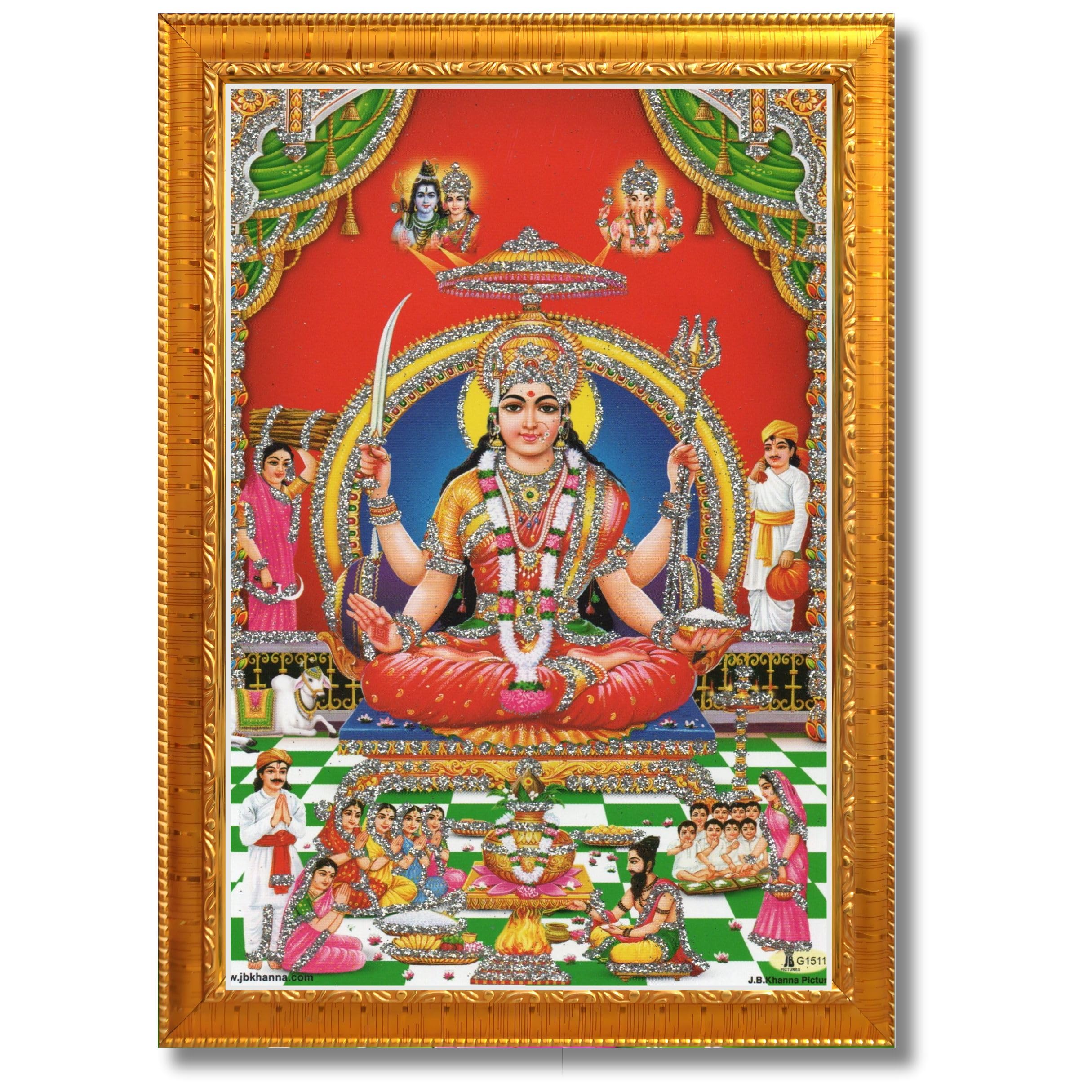 CRAFT QUEST Maa Santoshi Wooden Photo Frame With Acrylic Sheet For Worship/Pooja