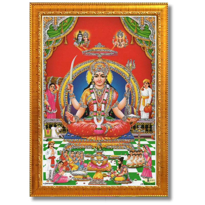 CRAFT QUEST Maa Santoshi Wooden Photo Frame With Acrylic Sheet For Worship/Pooja