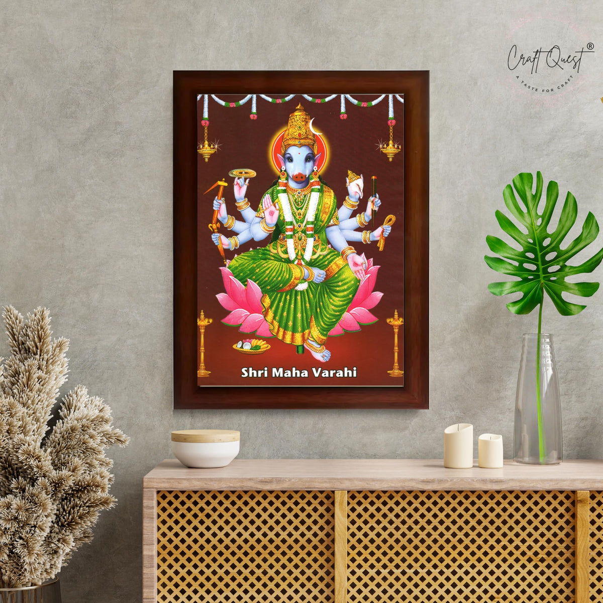 CRAFT QUEST Varahi Amman Devi Religious Photo Frame With Acrylic Glass, Religious Frame Painting