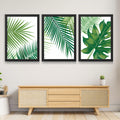 CRAFT QUEST Nature Inspired Tropical Palm Leaf Modern Wall Art | Set of 3 Frames for Home Decoration | Ideal for Living Room, Bedroom & Offices