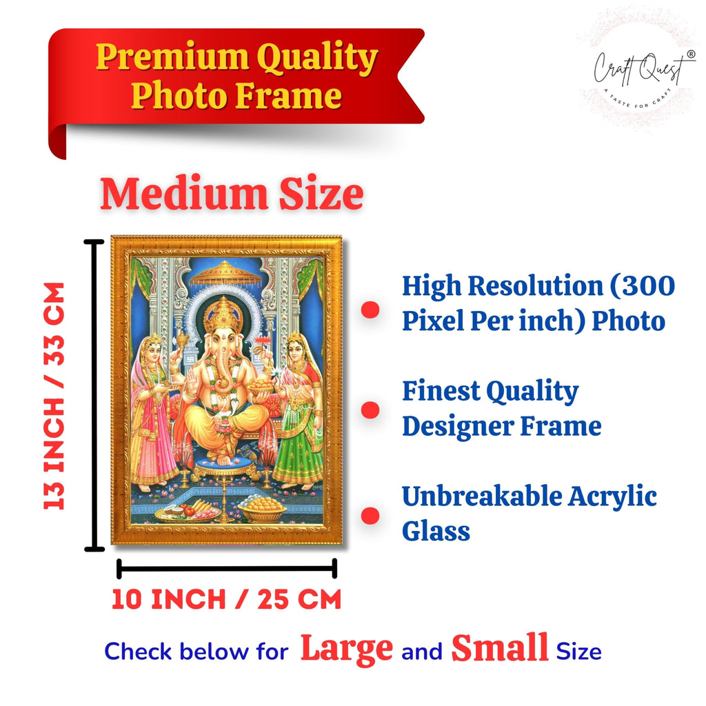 CRAFT QUEST Lord Ganesha Ganpati ji Modern Wall Painting With Frame For Pooja, Home and Office Decor,