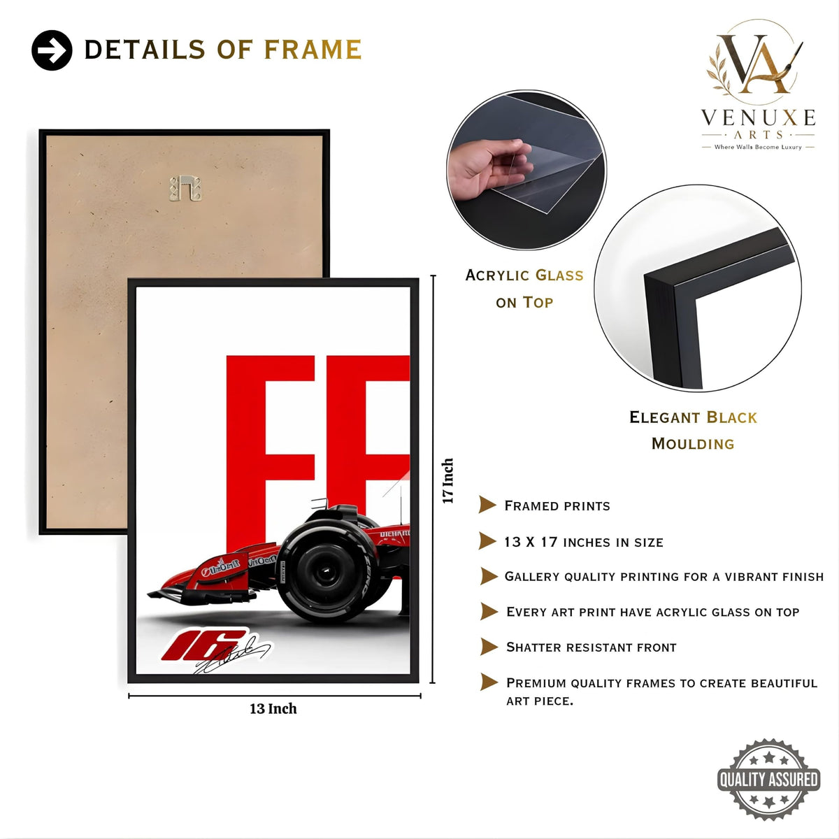 VENUXE ARTS Set Of 3 Big Sports Cars Framed Posters Gift Items for Boys Room Wall Decoration Bedroom Living Room Office Studio Décor | Car Poster Frame for Wall Décor