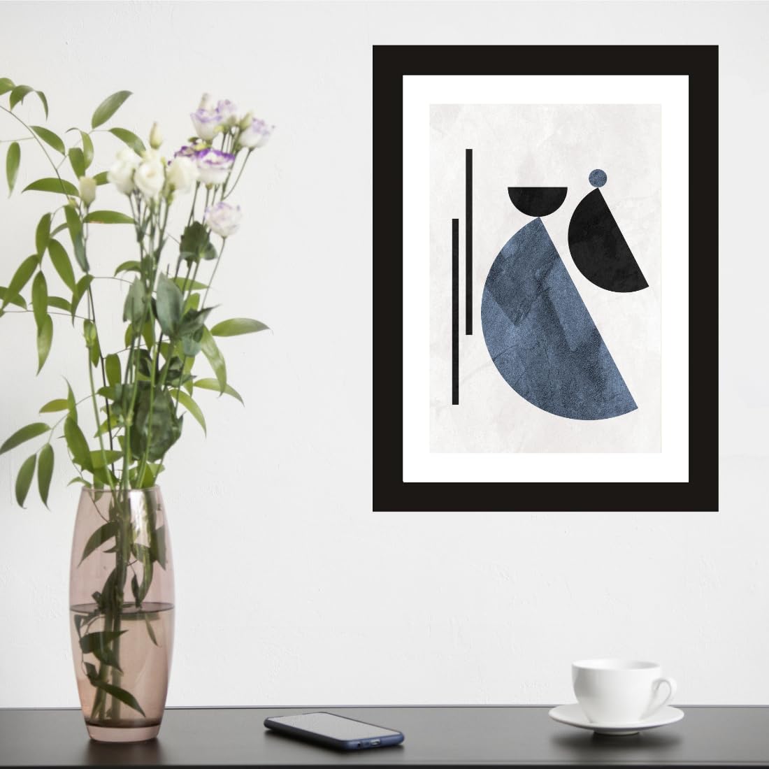 CRAFT QUEST Abstract Geometric Modern Art Poster Frame for Home & Office Wall Decoration - Portrait, Wall Display (Black, 10 X 14 Inch Frame with Art Print)