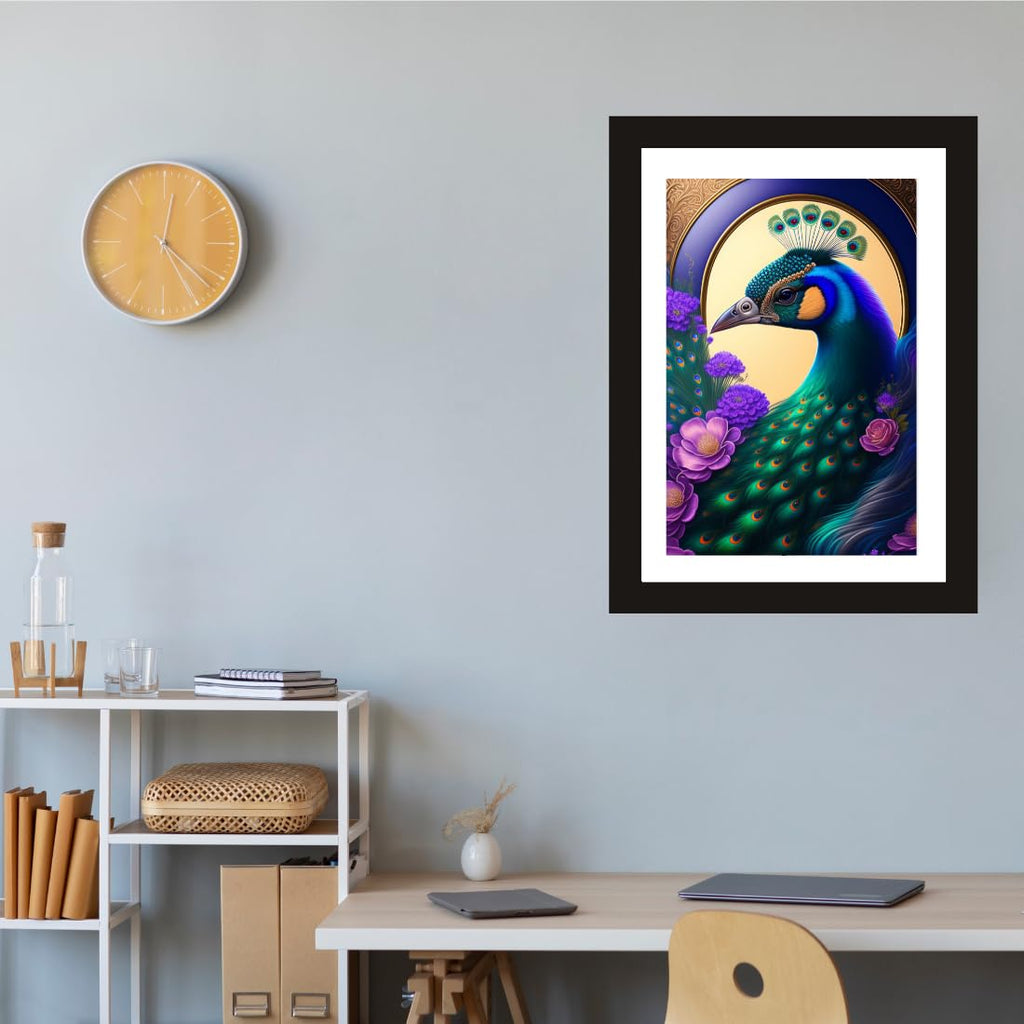 CRAFT QUEST Abstract Modern Art Painting Poster Frame for Home & Office Wall Decoration - Portrait, Wall Display (Black, 14x10 Inch Frame with Art Print) (Tropical Reverie)