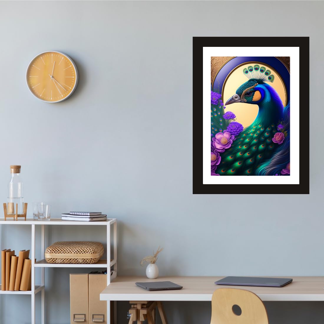 CRAFT QUEST Abstract Modern Art Painting Poster Frame for Home & Office Wall Decoration - Portrait, Wall Display (Black, 14x10 Inch Frame with Art Print) (Tropical Reverie)