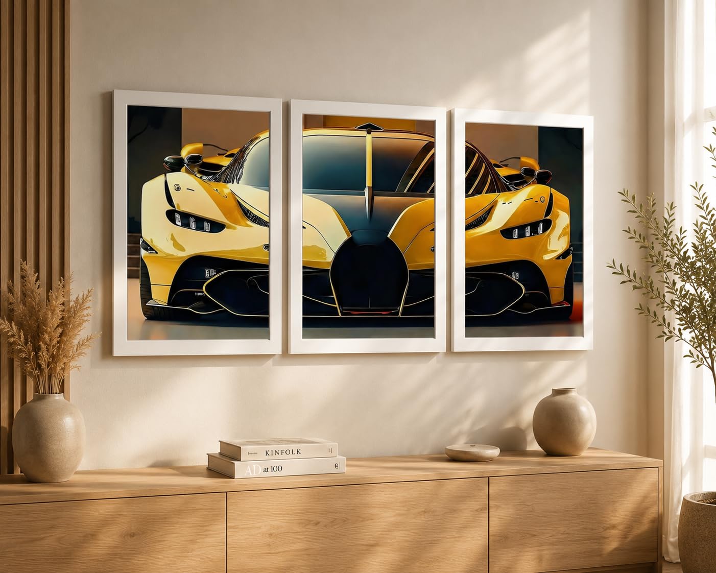 VENUXE ARTS Set Of 3 Big Sports Cars Framed Posters Gift Items for Boys Room Wall Decoration Bedroom Living Room Office Studio Décor | Car Poster Frame for Wall Décor