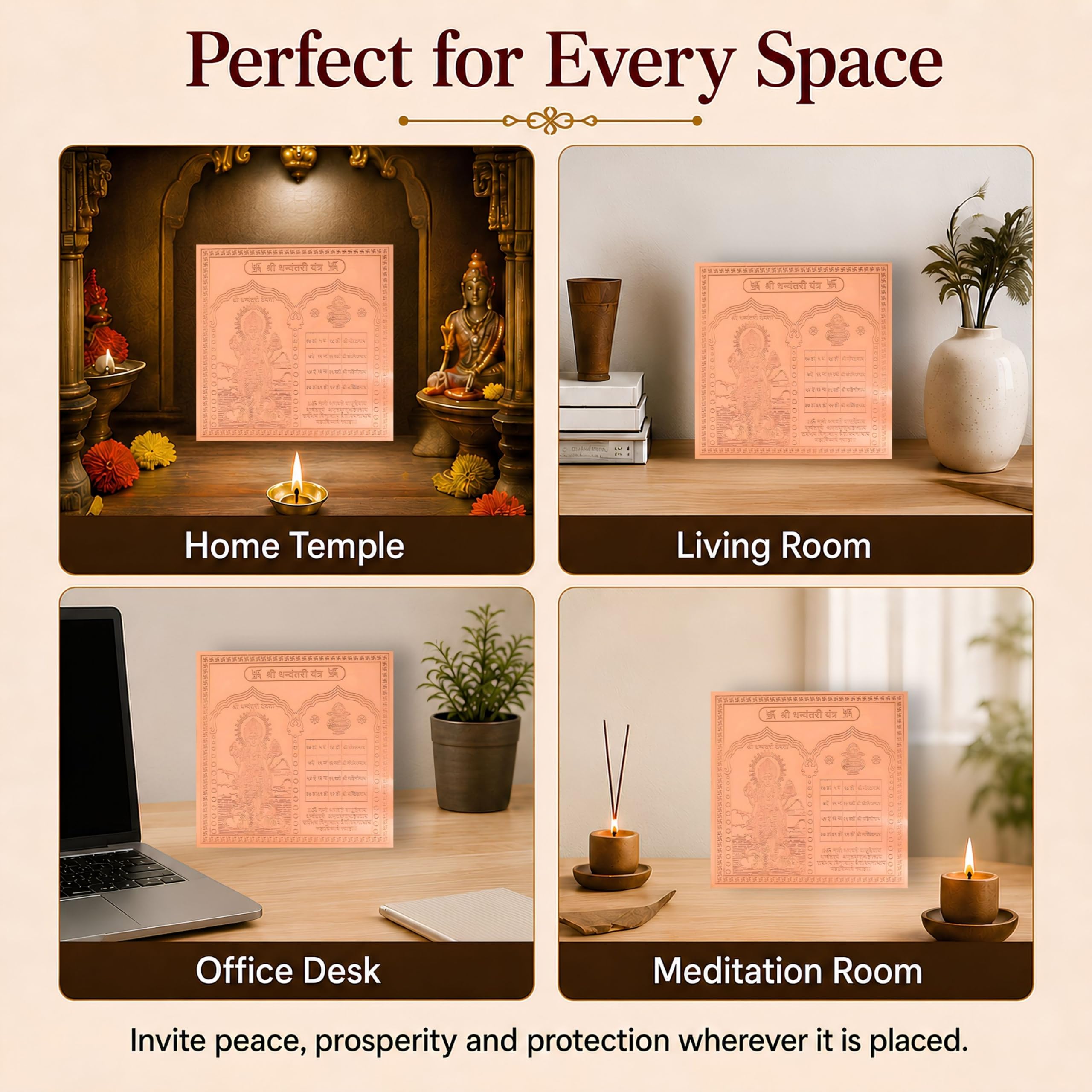 CRAFT QUEST Dhanvantri Yantra - Copper - (3 X 3 inches, Brown)