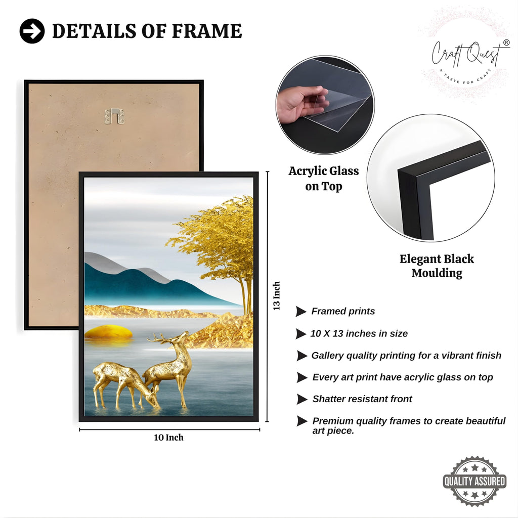 CRAFT QUEST Modern Art Landscapes Sanlian Abstract Wall Art | Set of 3 Frames for Home Decoration | Ideal for Living Room, Bedroom & Offices