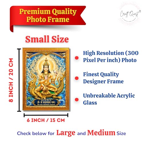 CRAFT QUEST Varun Dev photo frame for wall vastu | Jhulelal Ji Acrylic Photo Frame for Wall Decoration | Vastu Positive Energy Wall Art for Home, Office & Temple