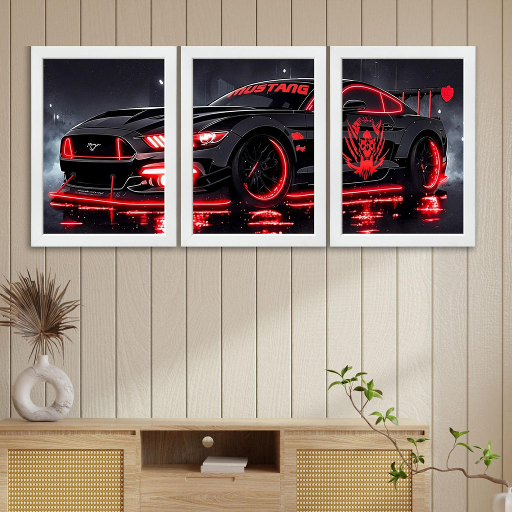 VENUXE ARTS Set Of 3 Big Sports Cars Framed Posters Gift Items for Boys Room Wall Decoration Bedroom Living Room Office Studio Décor | Car Poster Frame for Wall Décor