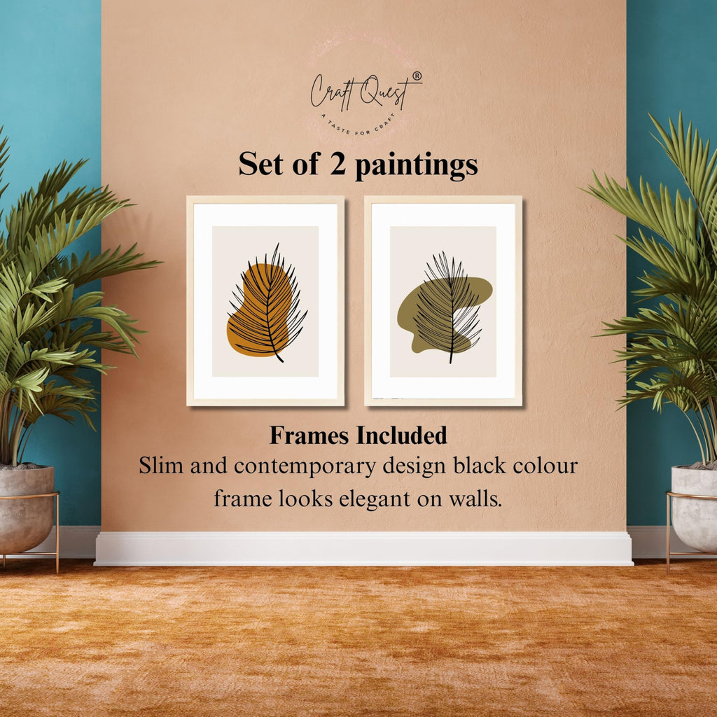 CRAFT QUEST Wall Art Decor Paintings | Set of 2 Wall Art Frames for Home Decoration | Ideal for Living Room, Bedroom & Office (Style 114)